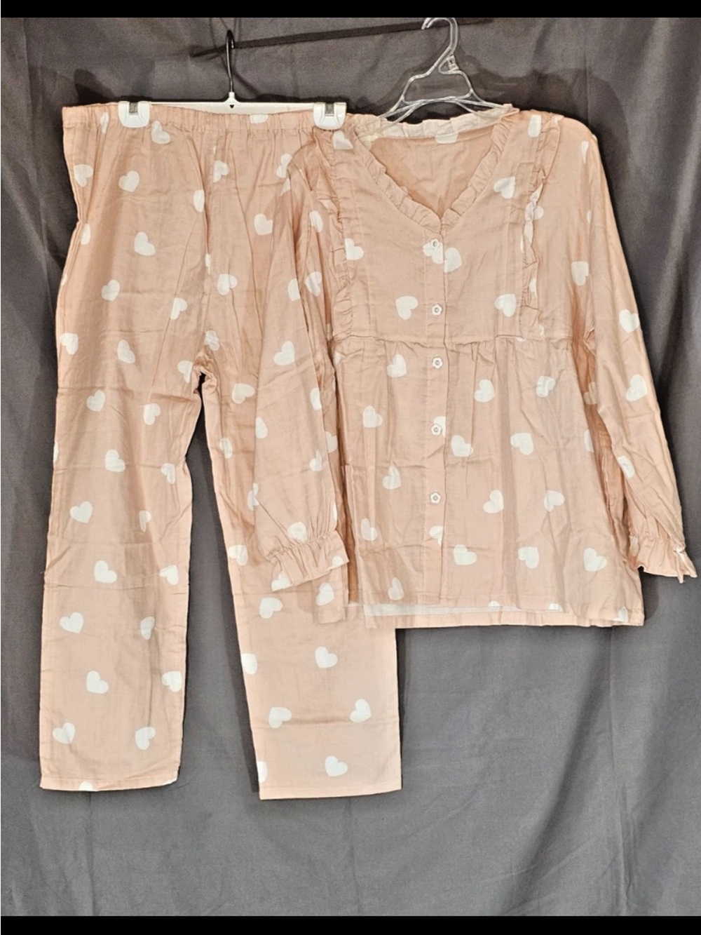 The Fleece Company Pink Heart-Print Pajama Set